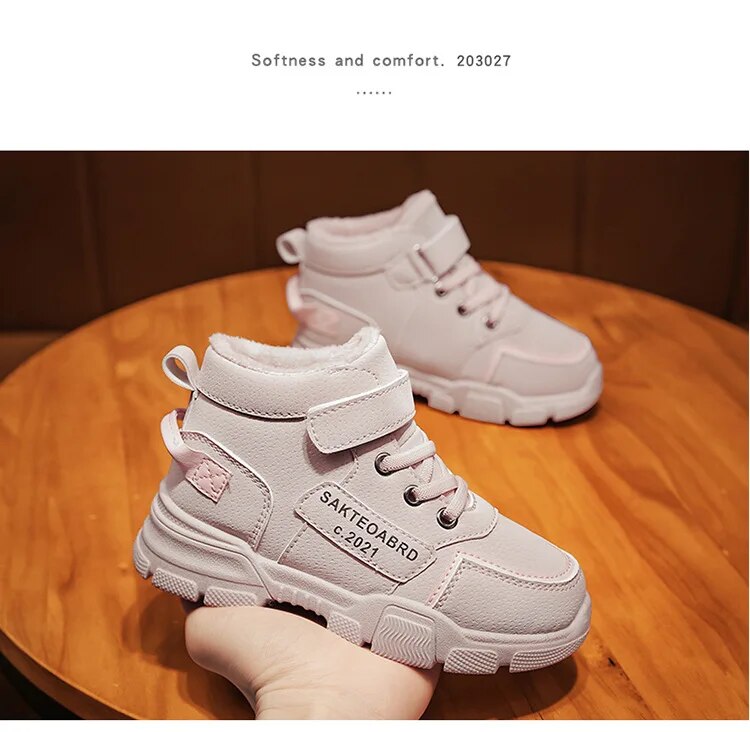 Winter Children's Boys Plus Cashmere Thicken Warm Snow Girls Non-slip Outdoor Martin Boots Student Shoes Hiking Shoe_voghion.com