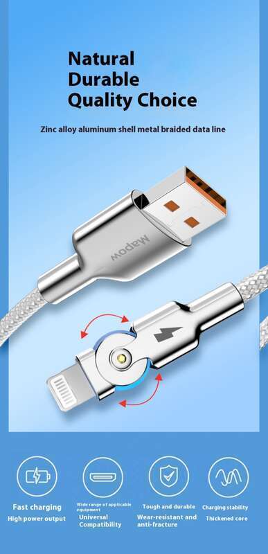 【Sklepowa wyprzedaż】Nadaje się do iOS 7/8/X/XR/11/12/13/14 ProMax Obrotowy szybki kabel danych, kabel do ładowania telefonu komórkowego XS_voghion.com