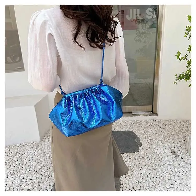 Kleines Design Damen Leder Sier Cloud Gold Umhängetasche Damen Party Clutch Geldbörse Weibliche HandtaschenC241211_voghion.com
