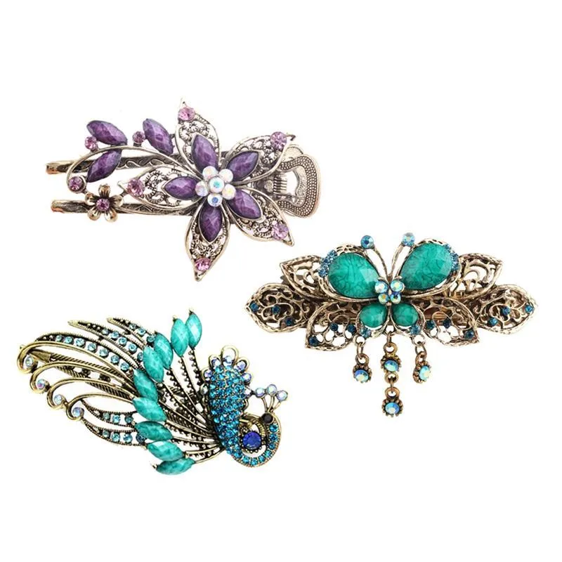3 pz/pacco/lotto elegante vintage classico stile cinese fiore farfalla Phoenix forcine supporto morsetto barrette clip per capelli_voghion.com
