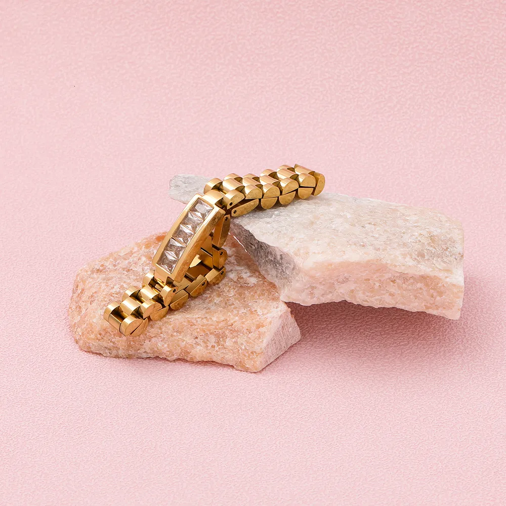 Charm Armbänder Joolim Schmuck Großhandel High End PVD No Fade Chunky Clear Rechteck Zirkonia Armband Kette Edelstahl_voghion.com