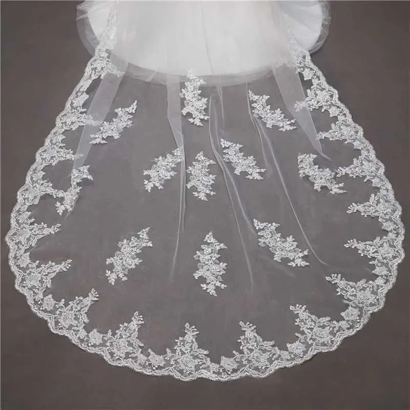 Hir Jewelry Lyer 2 Lce Edge 3M Cthedrl Velo da sposa con pettine per la sposa Bridl Veli Accessori Vil Velos De_voghion.com