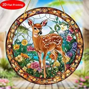 8" Sika Deer Suncatcher - 2D Acrylic Stained Decor. Perfect For Window/living Room/spiritual Spaces. Ideal Nature-themed Gift For Birthdays._voghion.com