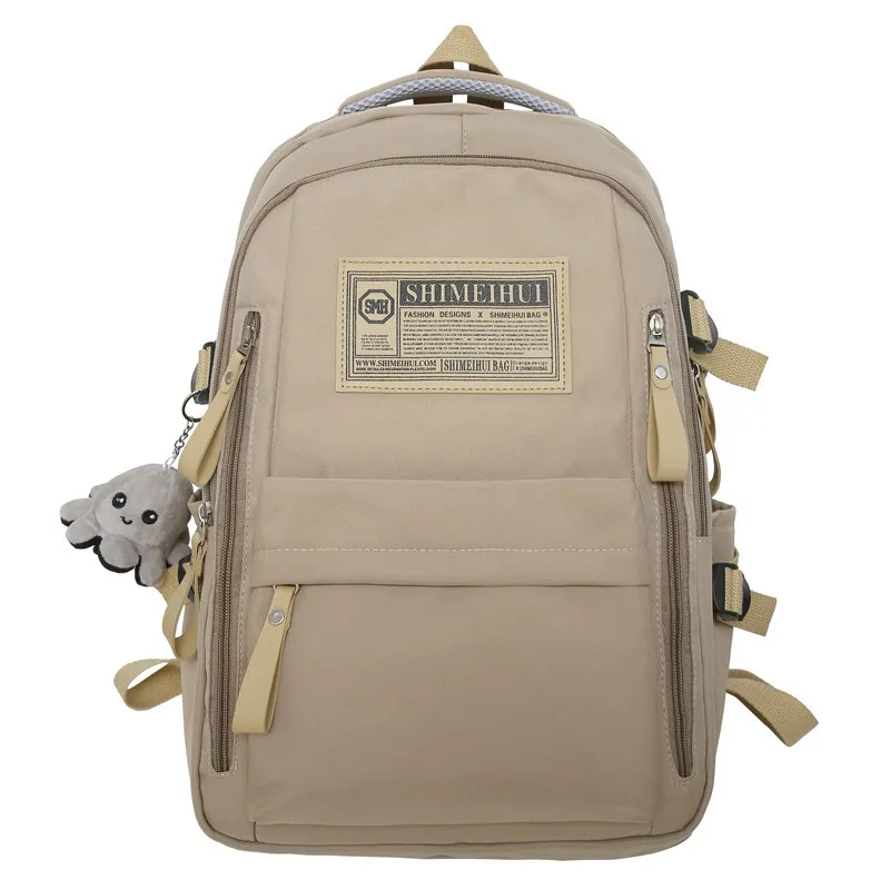 Mochila escolar de color liso, sencilla, para primavera y verano, para ordenador, viajes y ocio, de gran capacidad._voghion.com