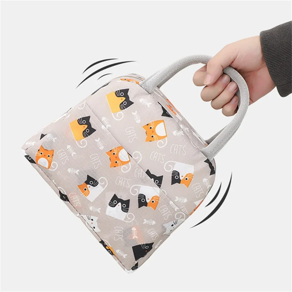 Functional Pattern Cooler Box Portable Insulated Canvas Bag Thermal Food Picnic Lunch Bags For Women Kids_voghion.com