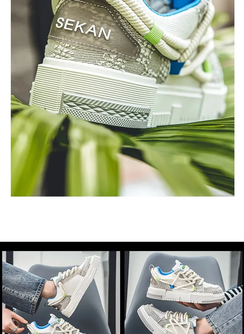 Chaussures de skateboard à lacets en toile vulcanisée à plateforme verte pour homme, baskets basses de tennis décontractées pour hommes 240704_voghion.com