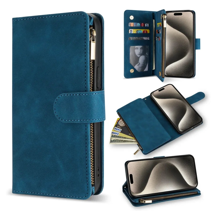 Leather Wallet Phone Case For Iphone With Magnetic Kickstand_voghion.com