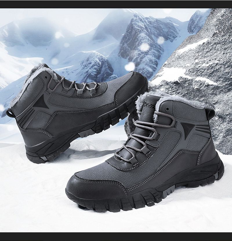 Grensoverschrijdende antislip wandelschoenen in grote maten, sneeuwfleece-verdikte sneaker, waterdicht, koudebestendig, warm, hoog model katoen_voghion.com