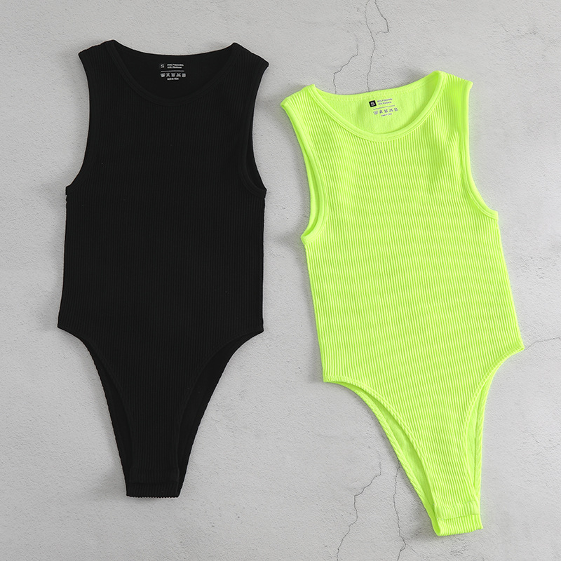 Costum de yoga nou, fără mâneci, dintr-o bucată, culoare solidă, culoare strălucitoare, sport, vestă confortabilă, chiloți dintr-o bucată, acum_voghion.com