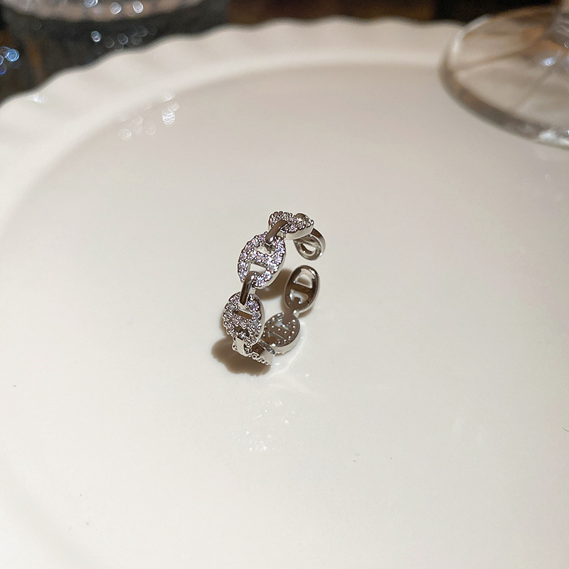 Real Gold Electroplated Zircon Heart Opening from South Korea Irregular Pearl Index Finger Ring Fashion and Elegant_voghion.com