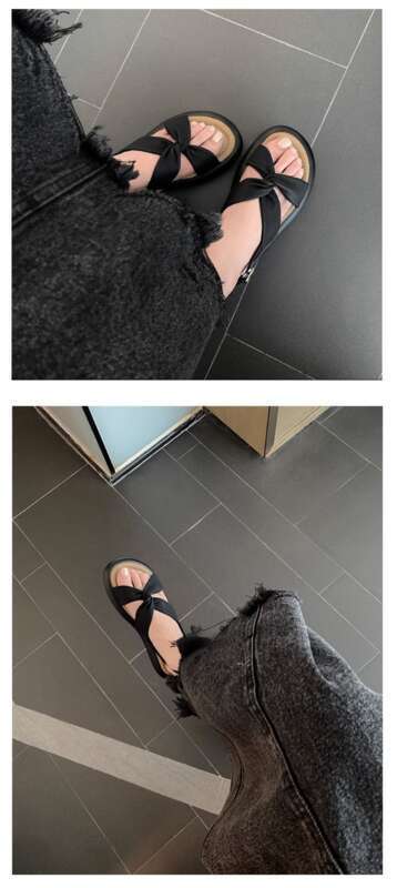 Super Soft Cloud Cross Knot Thick Bottom Casual Sandals Women's Beach Model_voghion.com