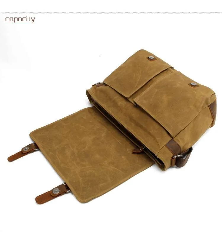 High Quality Male Briefcases Business Messenger Canvas Crazy Horse Leather Travel Crossbody For Men Shoulder Bags_voghion.com