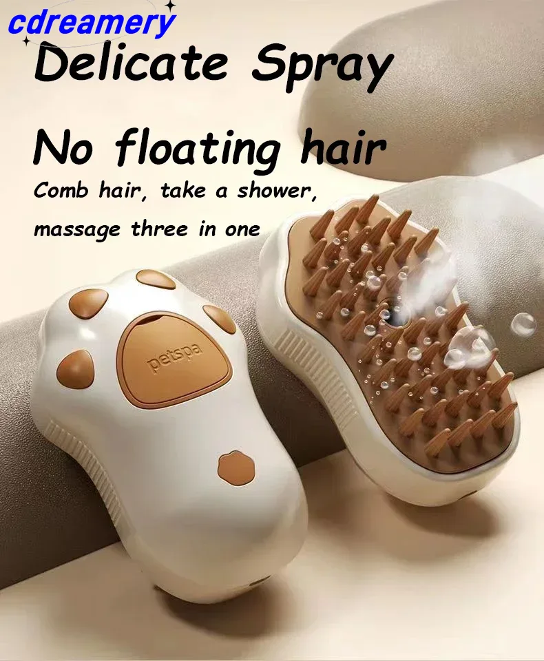 3-in-1-Haustierbürste, Katzendampfbürste, Kamm, Hundebürste, elektrische Spray-Katzenhaarbürsten, Massage, Tierpflege, Haarentfernungskämme_voghion.com