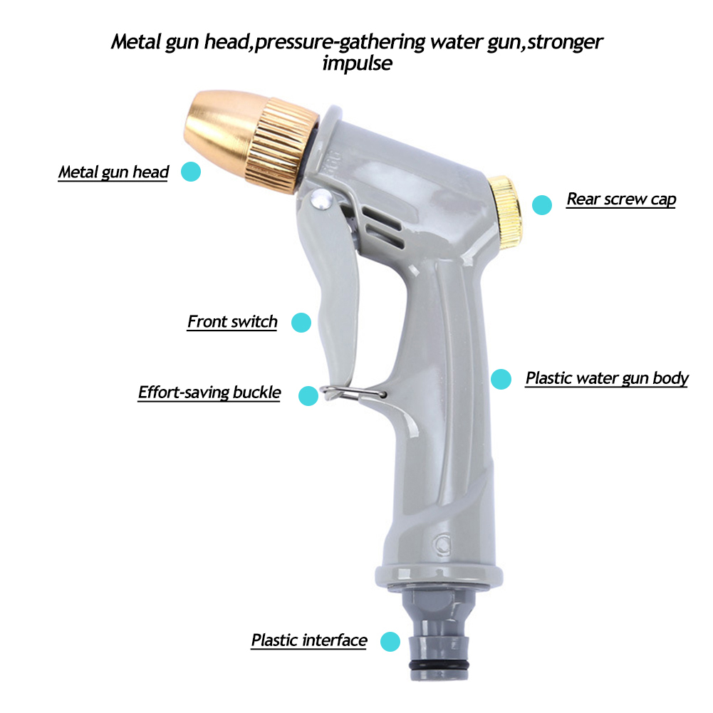 Aukšto slėgio vandens purkštuvas, metalinis žalvario antgalis, sodo žarna, vejos plovyklos purkštuvas, automobilių plovimo įrankis, vandens pistoletas_voghion.com