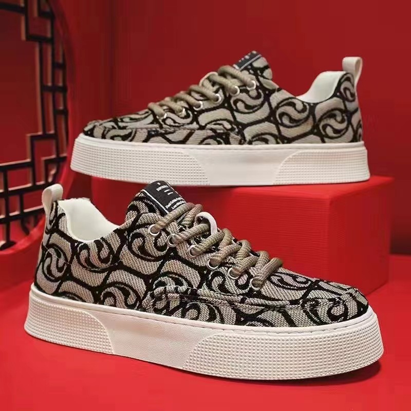 Spring Printed Embroidered Fabric Casual New Soft Sole Trend Sports For Low Cut Men's Shoes_voghion.com