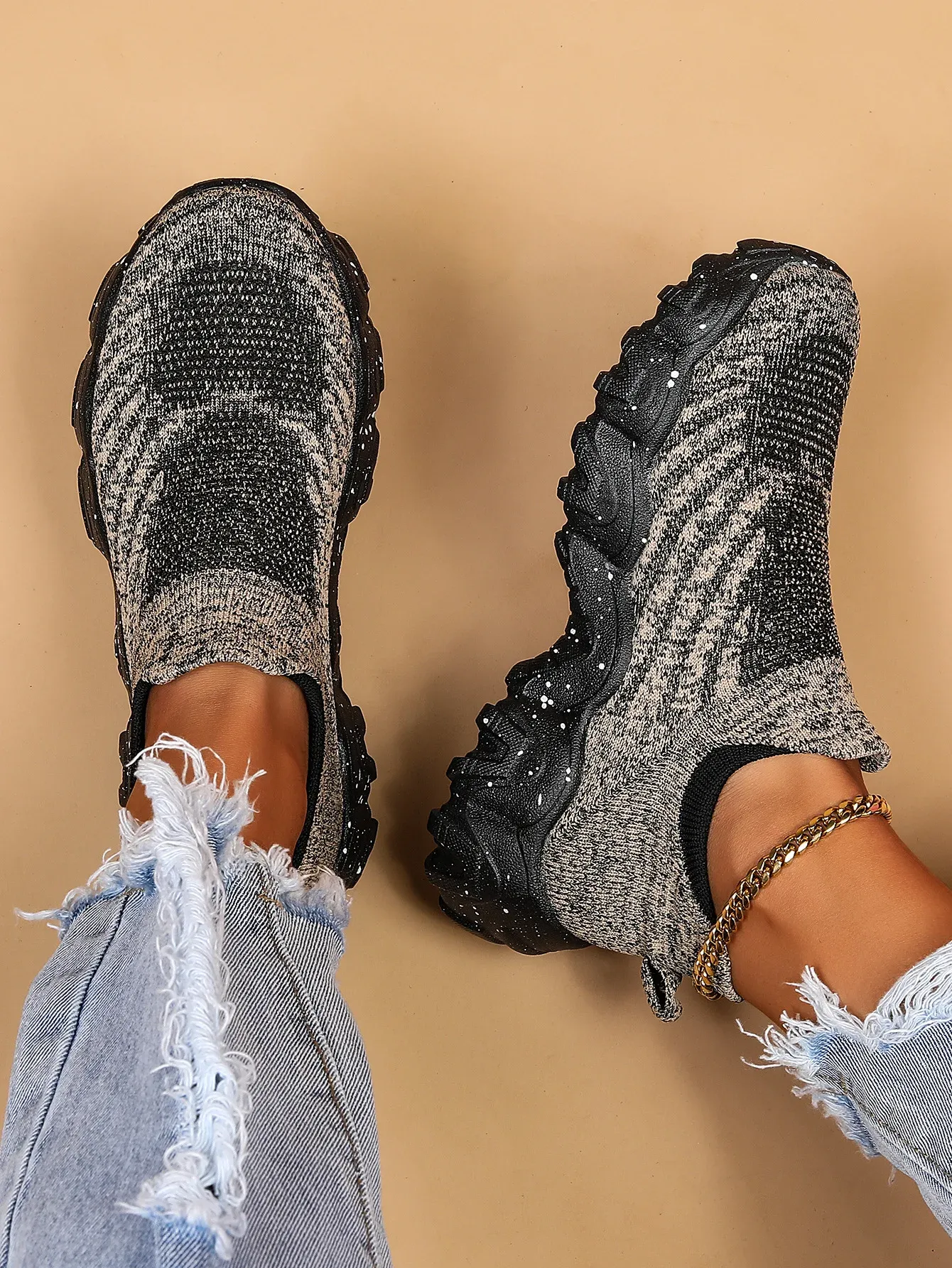 Scarpe da donna grandi dimensioni in rete traspirante Fly Weaving Platform Sole Sport Sneakers Baskets Femme Casual Slip on ato_voghion.com