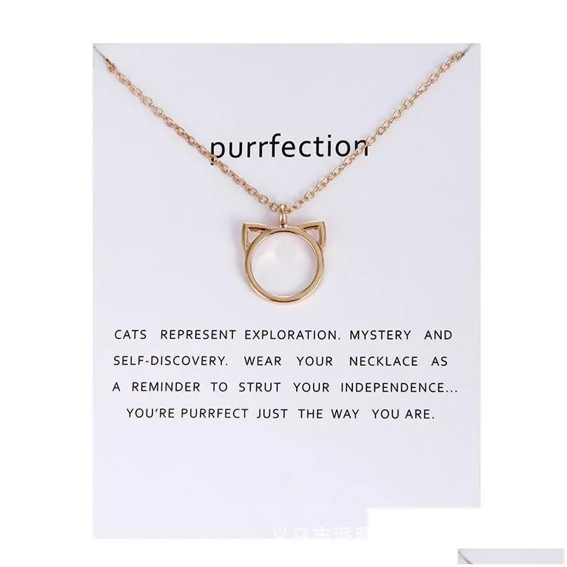 Collana con ciondolo a forma di orecchio di gatto bicolore, collane con ciondolo a forma di animale con carta Mes, gioielli alla moda, consegna a domicilio Jewelr_voghion.com