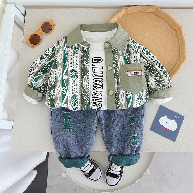 Vêtements pour enfants Costume pour garçon Style printemps et automne Costume trois pièces en denim Costume pour bébé garçon Beau costume
