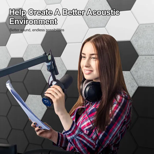 Hexagonal Sound Panels Acoustic Wall Tiles For Home Studio Office_voghion.com