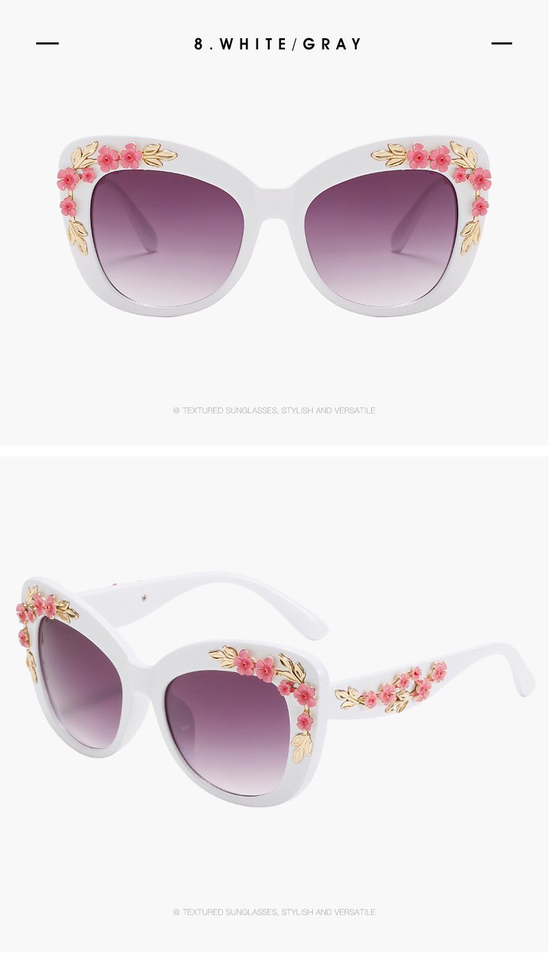Baroque Modern Vintage Cat Eye Sunglasses Women Designer Sun Glasses Fashion Pink Shades Female Flower Decoration_voghion.com