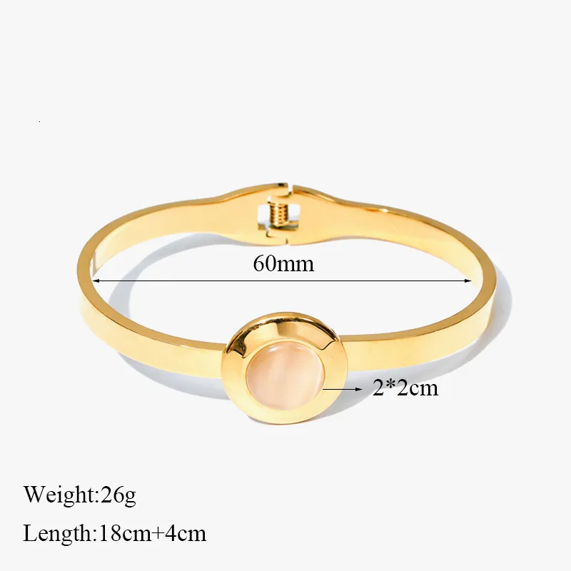 Stone Bangle Bracelet For Women Stainless Steel Waterproof Jewelry_voghion.com