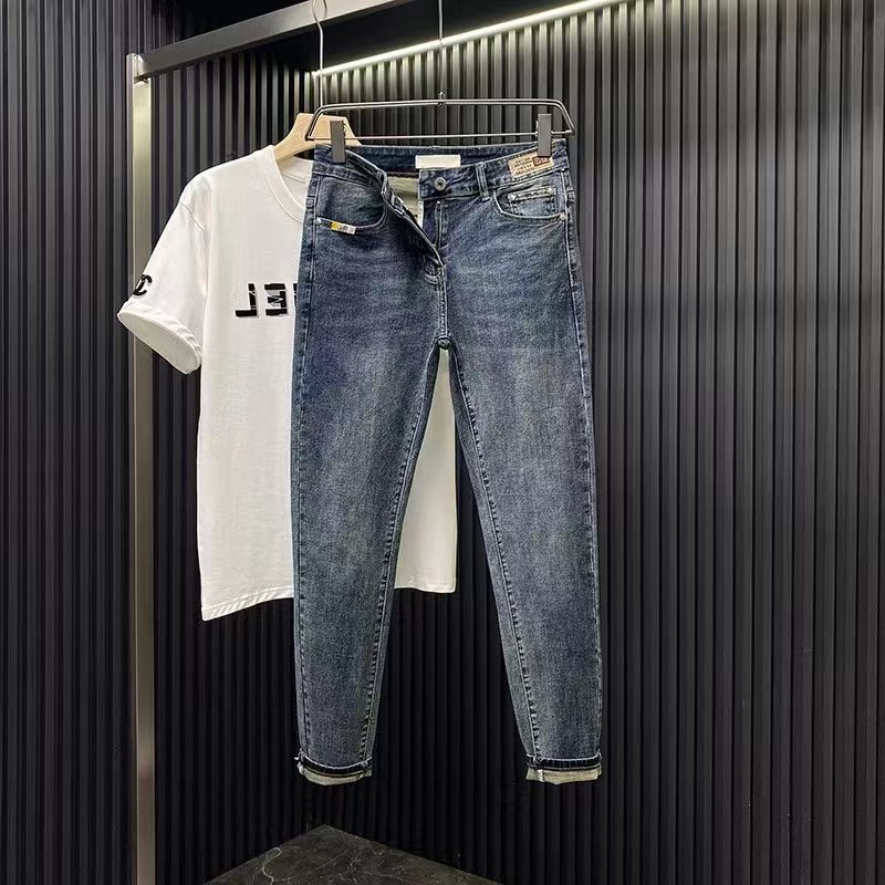 Men's slim fit simple small leg pants trendy fashion cat whiskers slimming long pants