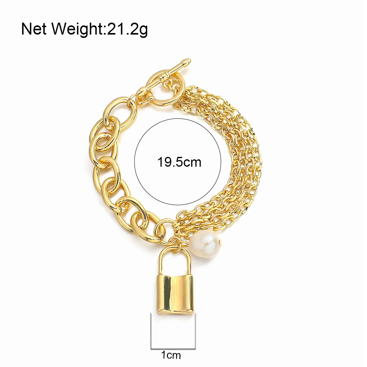 Brățări Flashbuy de culoare aurie, elegante, din metal, gros, lanț gros cu perle, pandantiv, bijuterii de modă, Pulseira_voghion.com