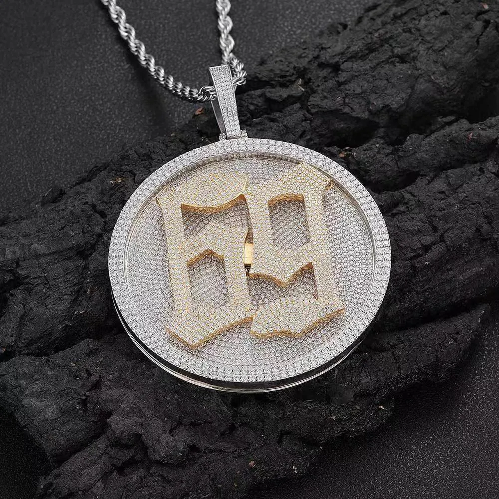 Hip-hop teniška verižica Sterling Sier VVS Moissanit diamantni grozd ledeno obarvani obesek po meri s črkami za moške in ženske_voghion.com