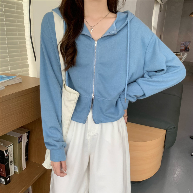Damen Kapuzenpullover Mit Reißverschluss Lockerer Herbststyle_voghion.com