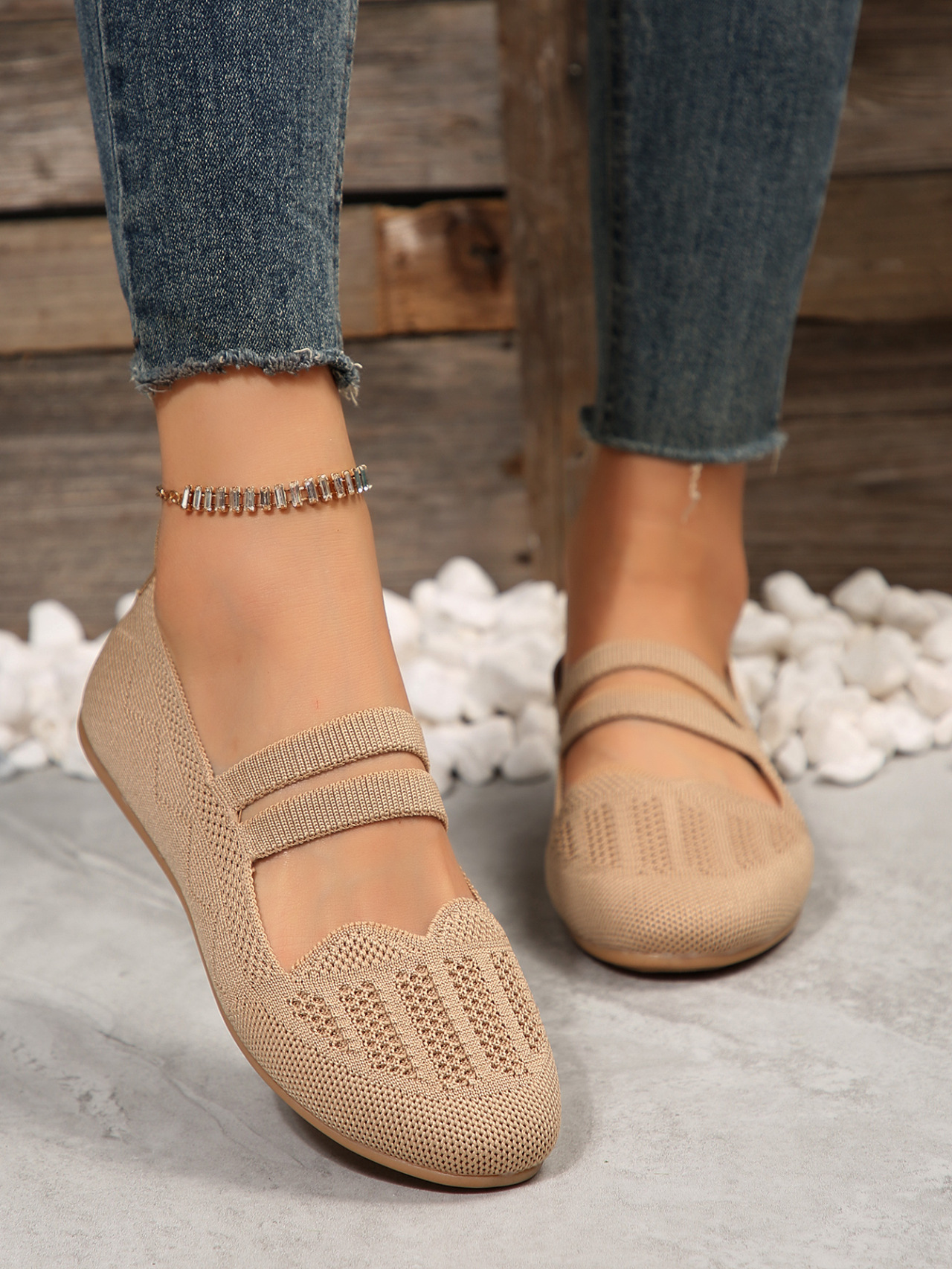 Women's new shallow mouth round head set feet lazy loafers_voghion.com