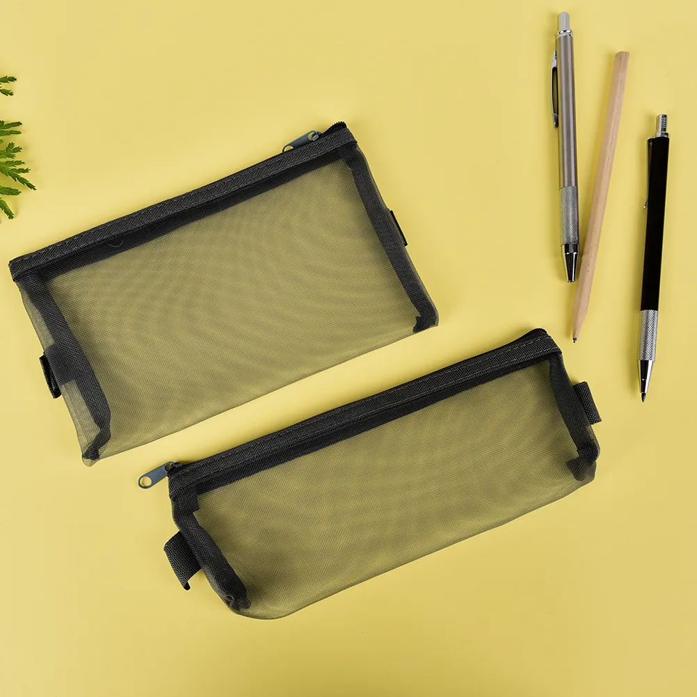 Astuccio per matite trasparente per esami S/L con cerniera in rete semplice e trasparente, borsa per cancelleria per la scuola_voghion.com