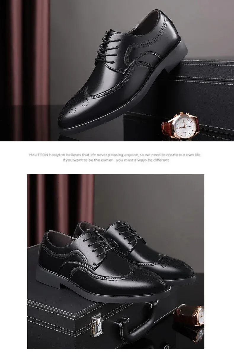 Formale Oxford-Schuhe aus echtem Leder für Herren Brogue-Schuhe Sapato Social Mascuo Chaussures Hommes Pointu 240607_voghion.com