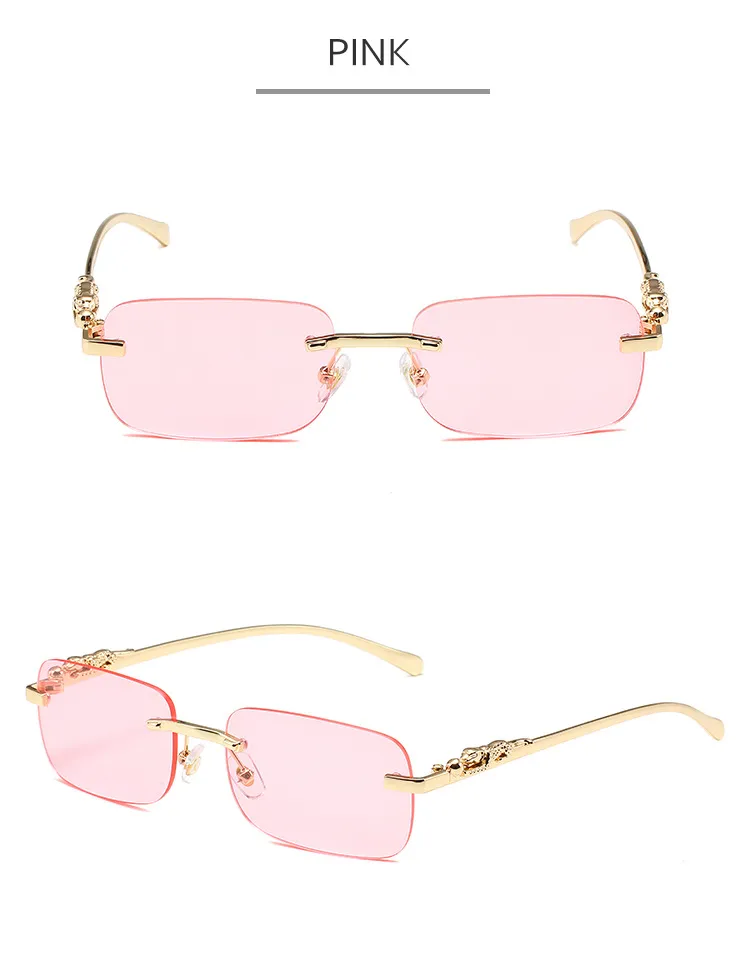 Vintage Sonnenbrille Eckig Rahmenlos Für Damen Und Herren_voghion.com