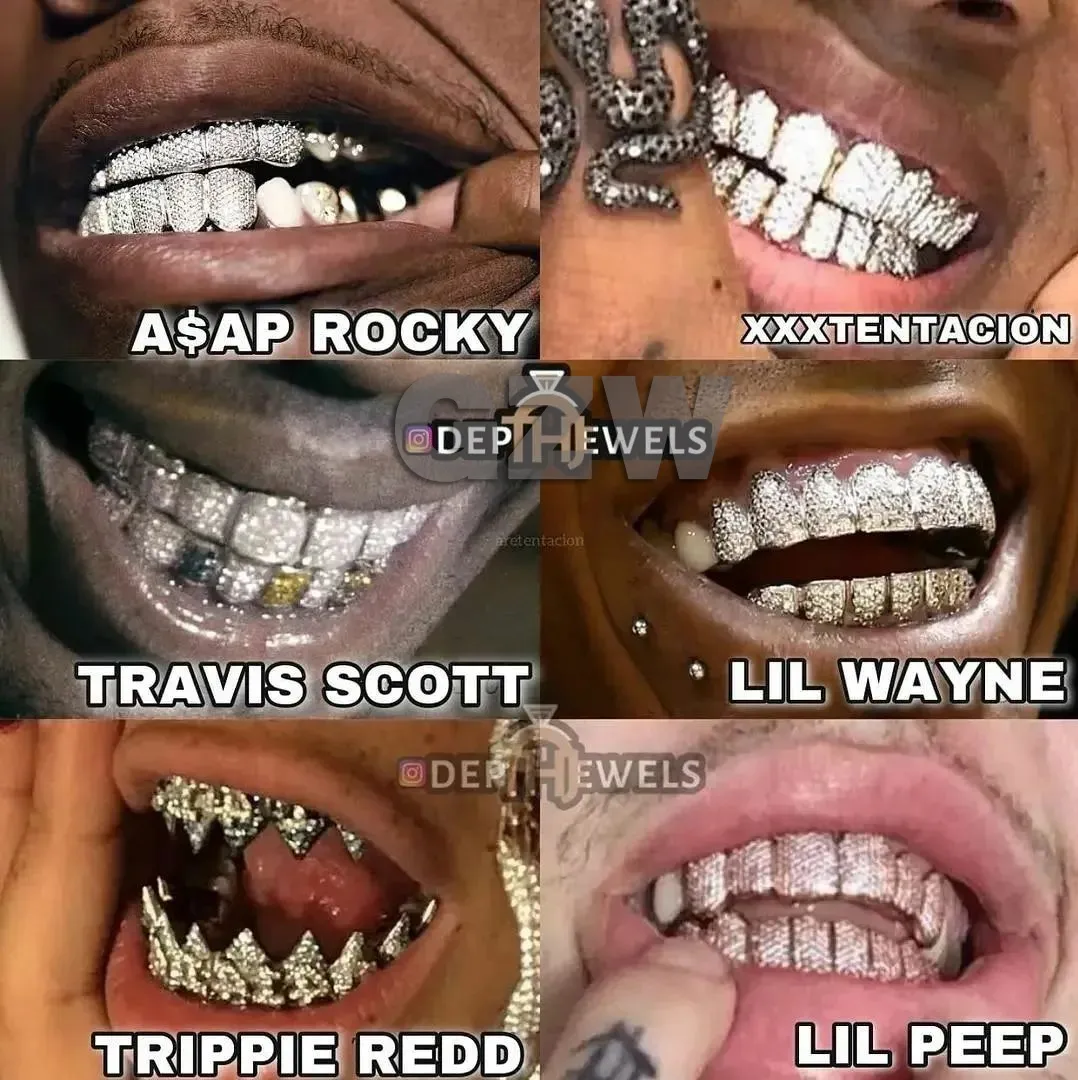 Denti d'oro veri Fang Grillz Punk Hip Hop Zircone cubico Ghiacciato Vampiro Dentale Griglie per la bocca Apparecchio per denti Cappuccio per denti Rapper_voghion.com