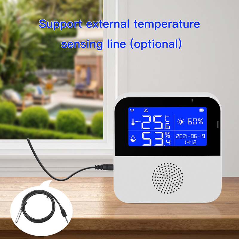 WiFi Tuya Smart Life Οθόνη LED Θερμοκρασίας, Υγρασίας, Σαλόνι, Γραφείο, Εσωτερικό Ενυδρείο, Γραμμή Ανιχνευτή Θερμοκρασίας Νερού_voghion.com