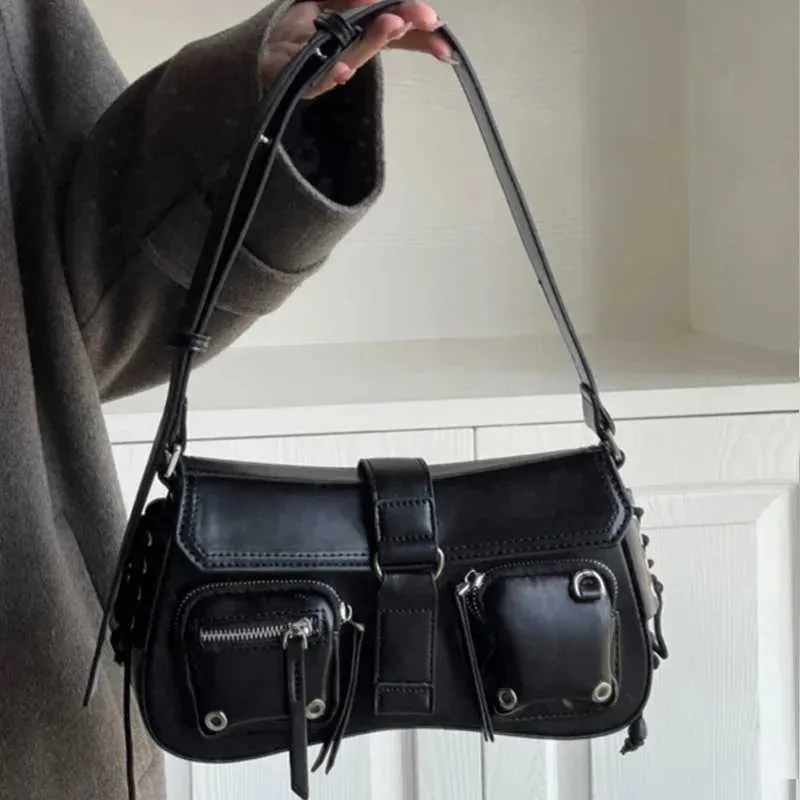 Y2K Femmes Coréennes Haruku Vintage Gothique Noir Sac À Main Esthétique Élégant Punk Portefeuille Sac À Main Sacs À Main Épaule Tendance_voghion.com