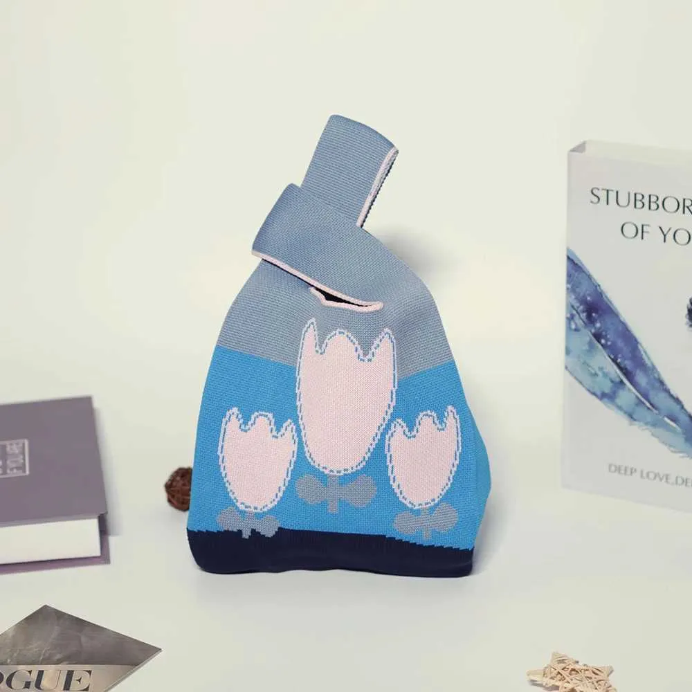 Gebreide handtas voor dames retro stijl grote capaciteit opvouwbaar_voghion.com