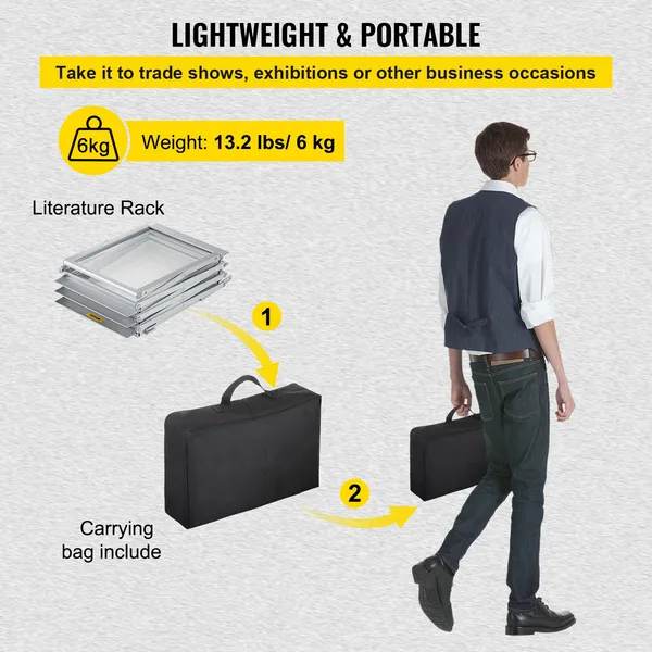 Foldable 6-pocket Pop-up Brochure Stand Double-sided Catalog Holder_voghion.com