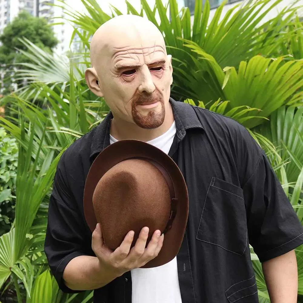 Ρεαλιστικός φαλακρός γέρος Breaking Bad Walter White Heisenberg Latex Mask Masquerade Halloween Cosplay Party Masquerade_voghion.com