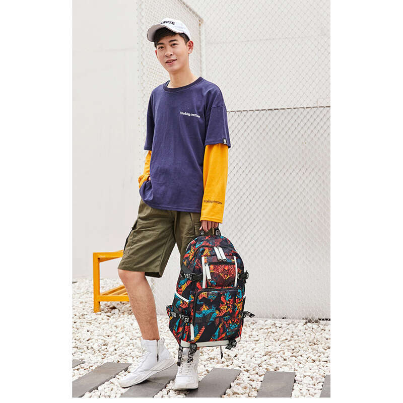 Sac à dos pour lycéens, sac d'ordinateur résistant aux éclaboussures avec impression par transfert thermique pour une utilisation en extérieur_voghion.com