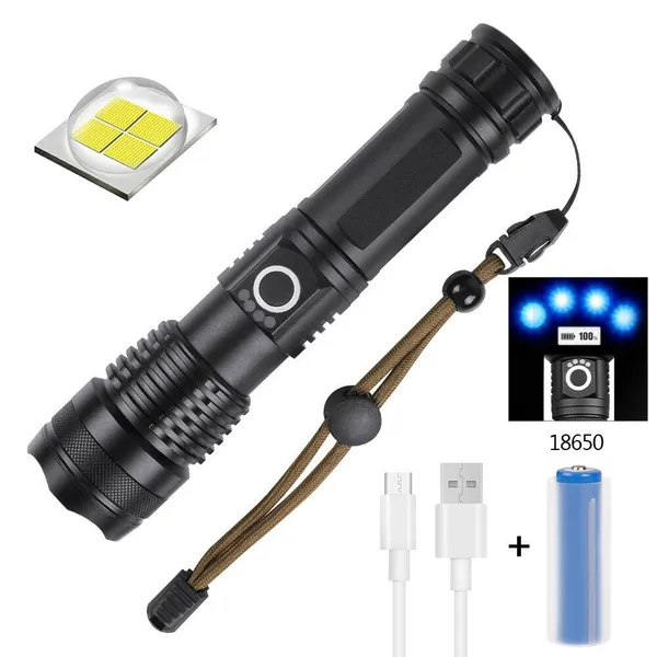 Extremely Bright Usb Rechargeable Led Torch With 5 Light Modes_voghion.com