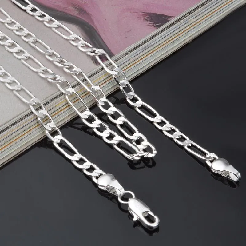 Collana a catena figaro per uomo e donna in argento sterling_voghion.com