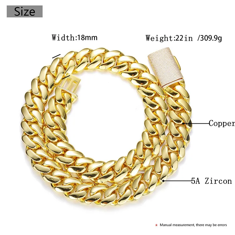 12mm-20mm Hip Hop Schwere große Miami Cuban K Kette Herren Halskette Echt vergoldet TopBg 5A Zirkon Verschluss Herrenschmuck_voghion.com