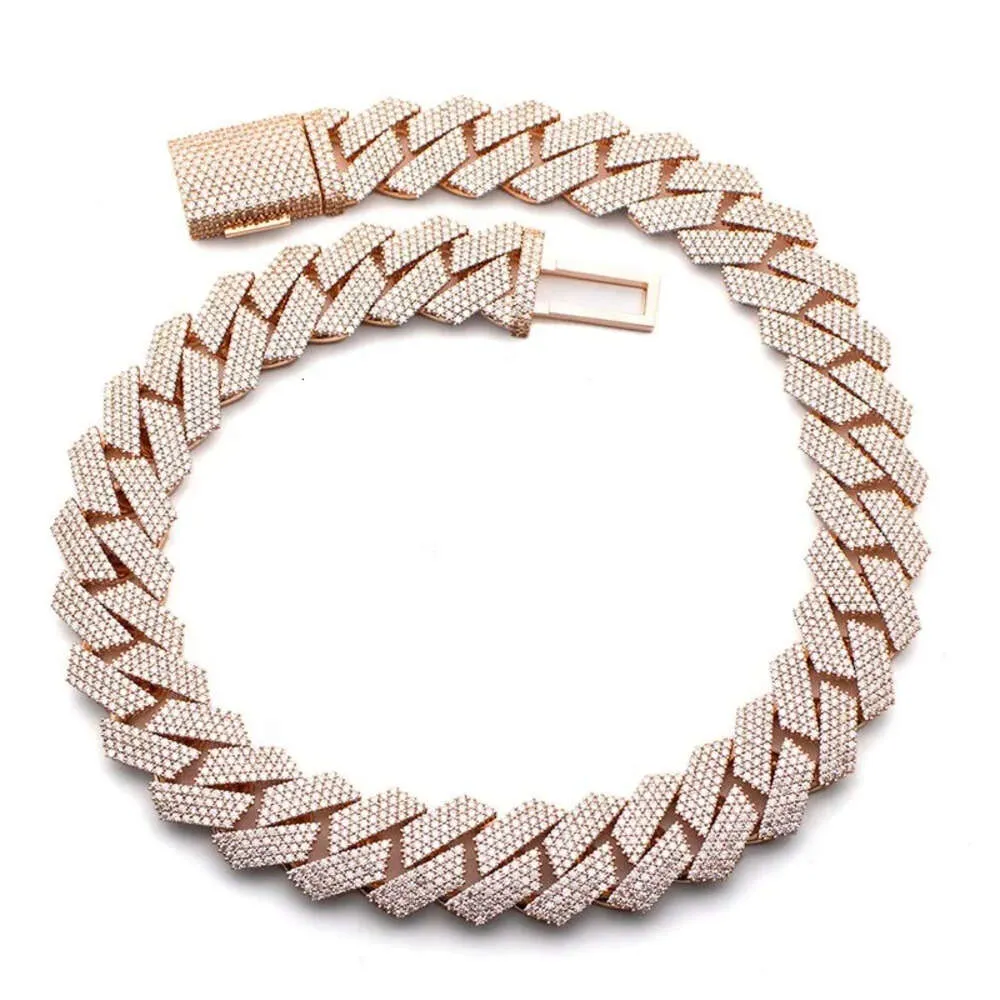 Premium Quality Hip hop Moissanite Sterling Sier Iced Out Baguette Diamond Cuban Chain for Men women_voghion.com