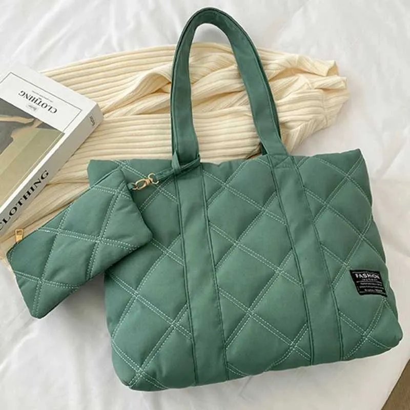 Sac à main pour femme automne/hiver mode losange espace coton costume sac à bandoulière grande capacité couleur unie tout-assorti_voghion.com