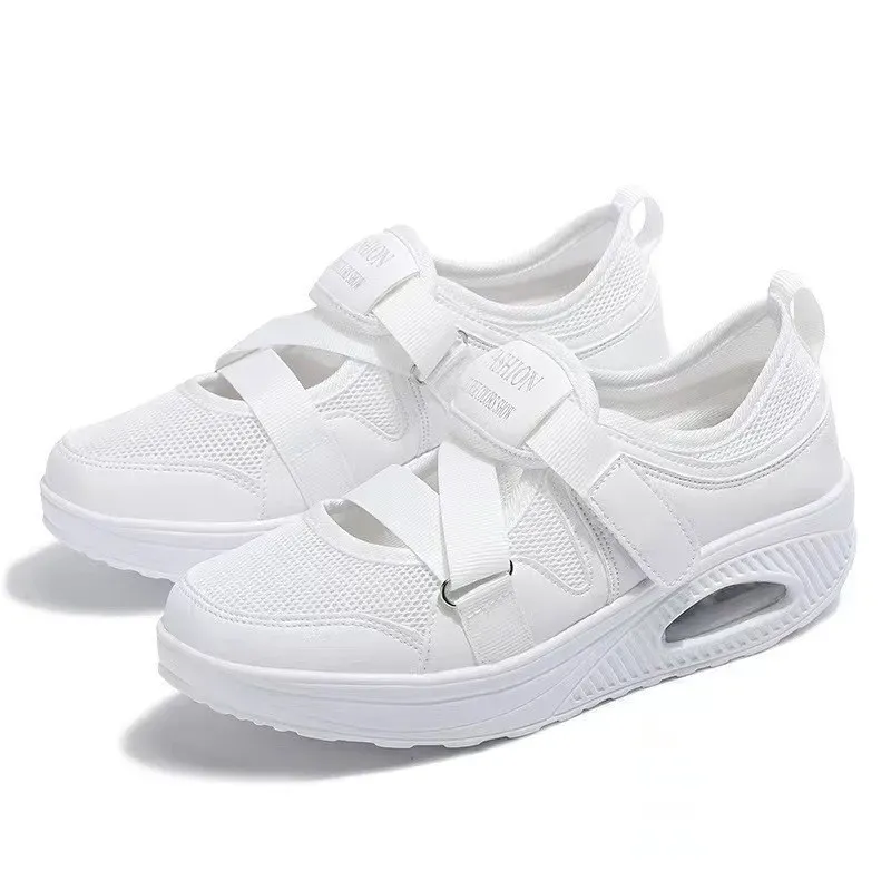 Mesh Sandalen Sommer Air Kissen Frauen Bequeme Damen Casual Plattform Turnschuhe Hohl Vulkanisierte Schuhe 2024_voghion.com