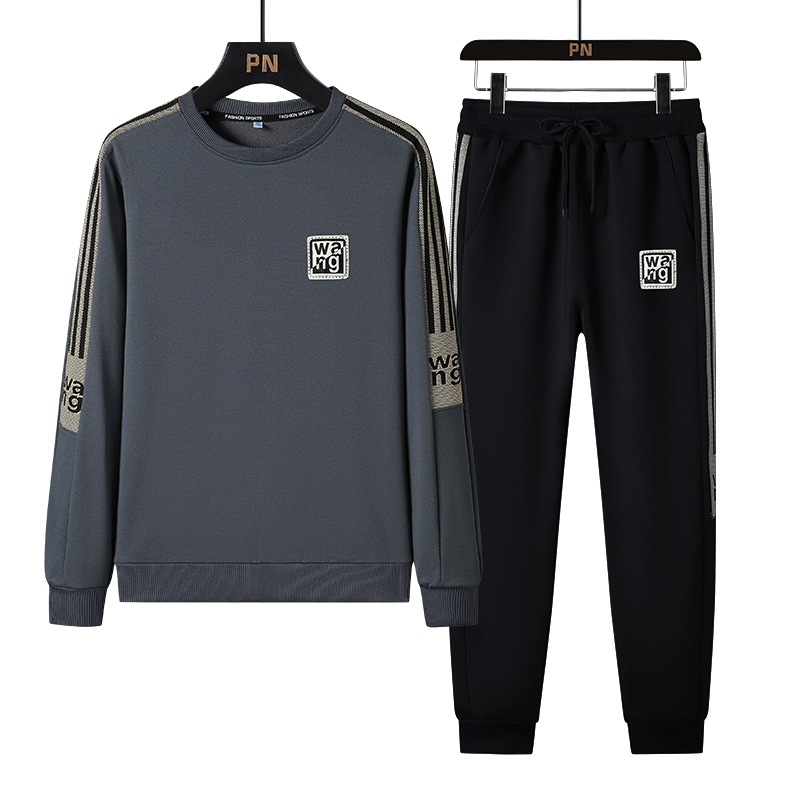 Tuta sportiva casual da uomo Felpa da uomo in due pezzi Felpa girocollo alla moda _voghion.com