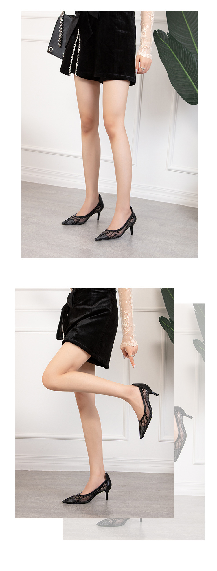 High heel thin heel shallow point flower embroidery lace mesh hollow sexy night club shoes_voghion.com