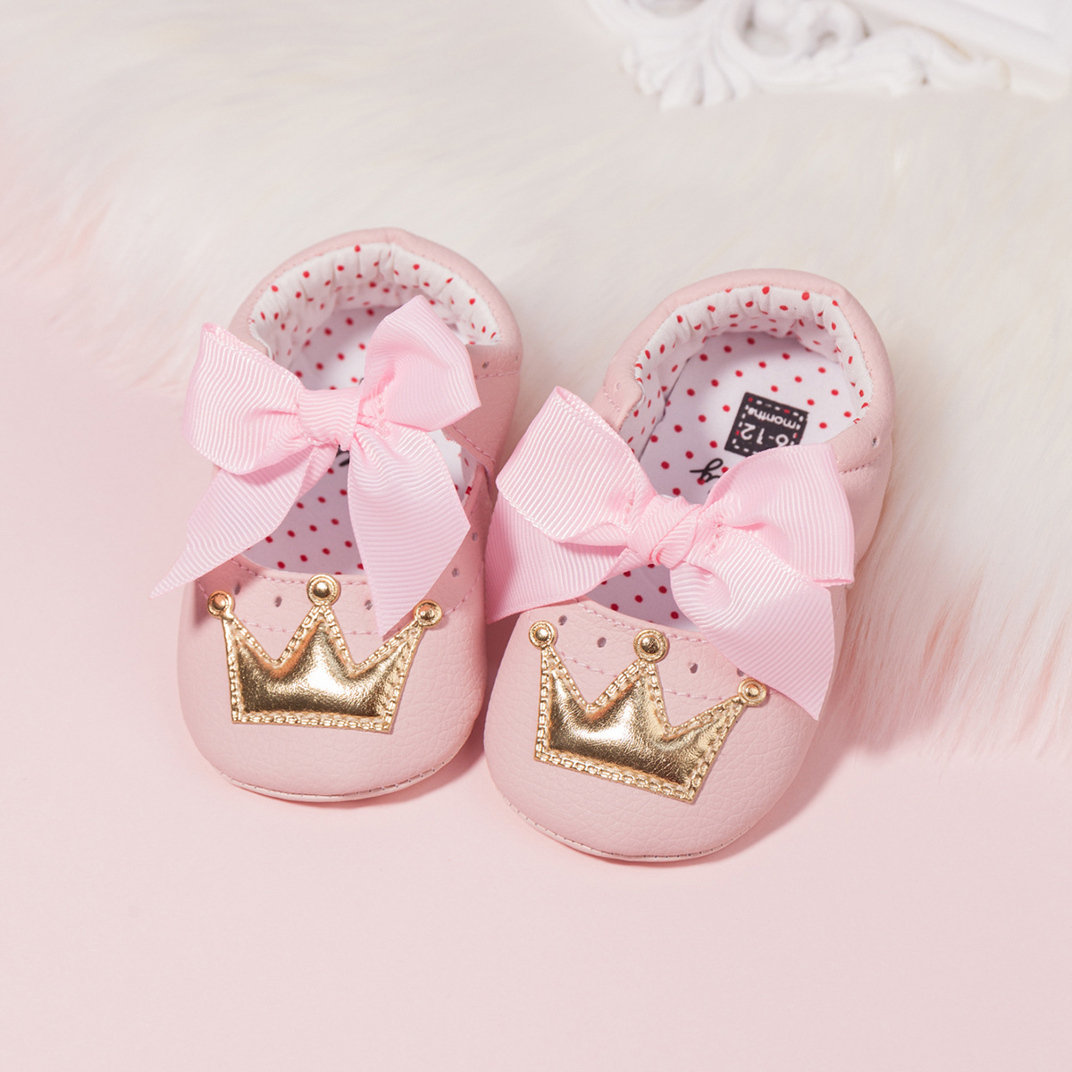 Zapatos de bebé de suela blanda antideslizantes con lazo de princesa rosa Zapatos de bebé