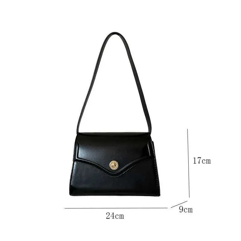 Black PU Leather Single Shoulder 2023 New Womens Buckle High Capacity Underarm Bag Designer Advanced Texture Ladies_voghion.com